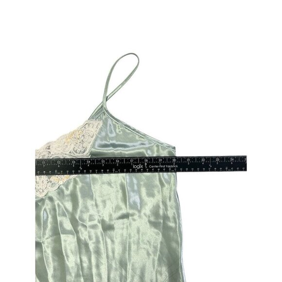 Vtg Lace Midi Fairy Slip Dress Lingerie Lace Sissy Teal Large Satin Whimsical - Picture 9 of 12